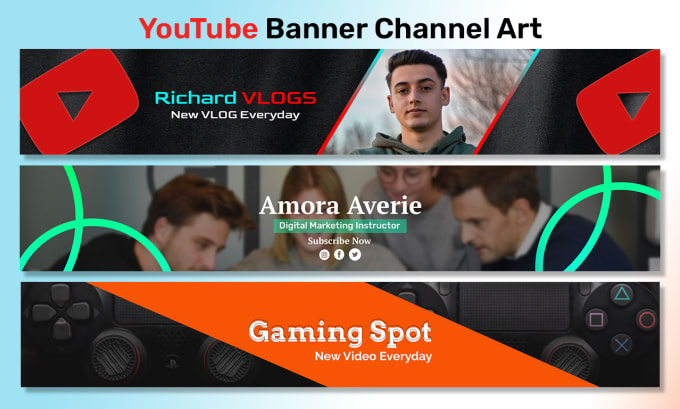 Gig Preview - Create trendy youtube cover banner channel art