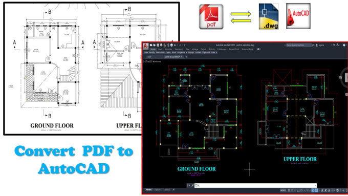 Gig Preview - Convert pdf to autocad, image or pdf to cad, hand sketch to autocad,dwg