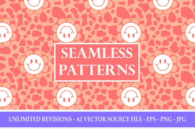 Gig Preview - Design boho, groovy flowers, retro seamless patterns for you