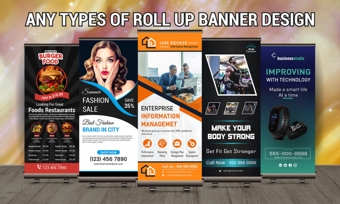 Gig Preview - Do roll up banner, roller banner, retractable banner, backdrop banner design