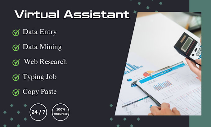 Gig Preview - Be your virtual assistant for data entry, data mining, copy paste, web research