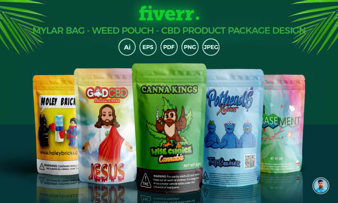 Gig Preview - Design marijuana, cbd product, hemp, weed label, mylar bag and pouch packaging