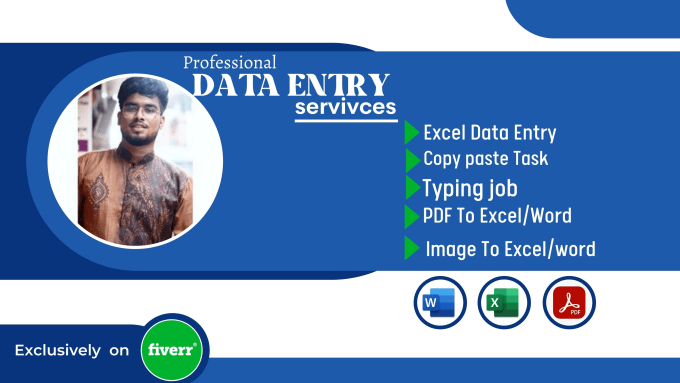 Gig Preview - Do data entry, copy paste, excel data entry, pdf to excel