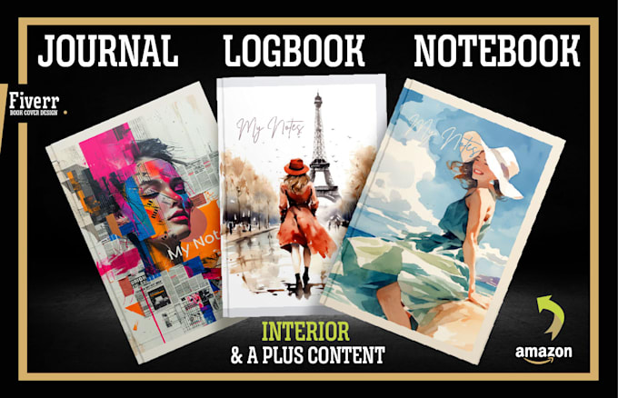 Gig Preview - Design KDP book cover, journal, logbook, notebook, fix design, sketchbook