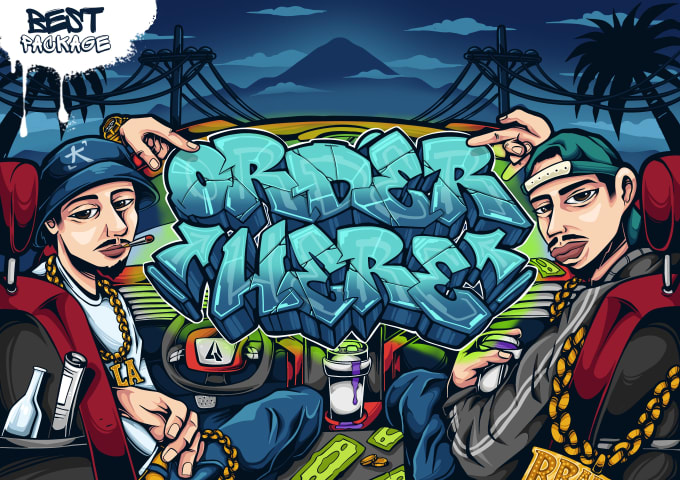 Gig Preview - Draw album cover hip hop, rap, cartoon art, character illustration art