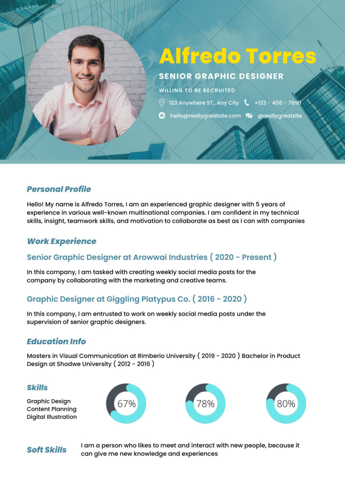 Gig Preview - Create a professional, attractive and stunning resume in 24 hours