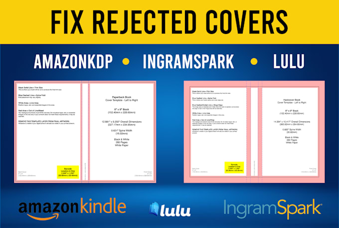 Gig Preview - Fix edit resize format rejected book cover for KDP ingram spark lulu