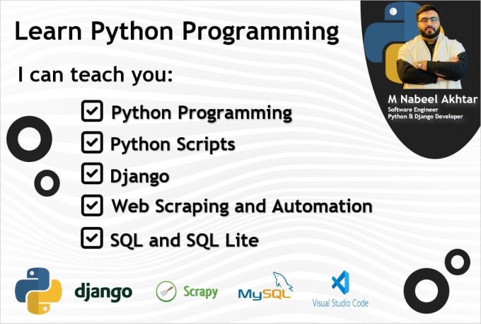 Gig Preview - Teach, tutor, or help you learn python programming or django