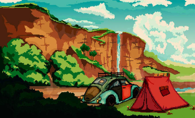 Gig Preview - Design awesome background and landscape pixel art nft