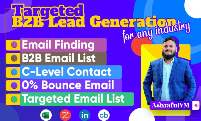 Gig Preview - Targeted b2b lead generation, prospect list building,  business email finding