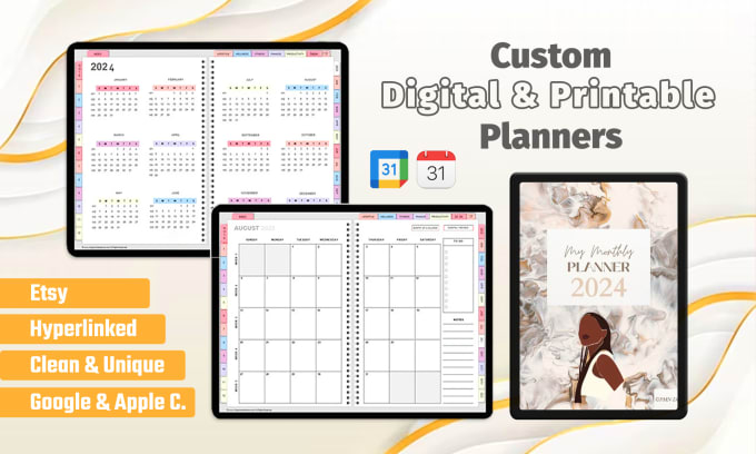 Gig Preview - Design custom planner, journal, google and apple calendar sync