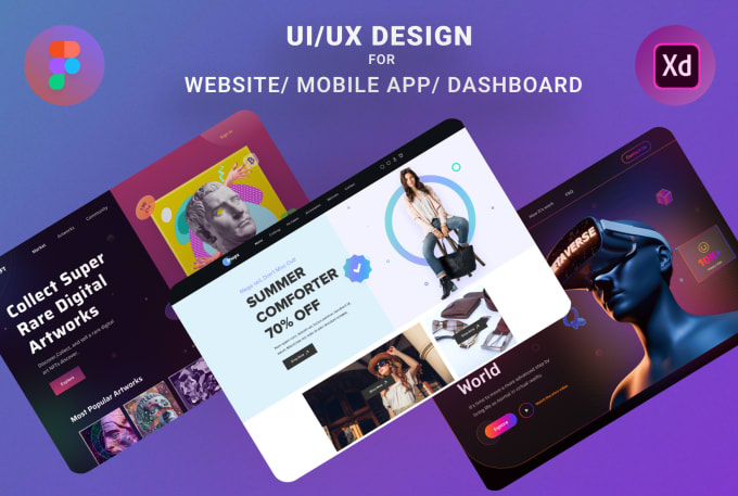 Gig Preview - Responsive web ui ux design, app ui ux design, dashboard ui design, landing page