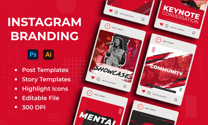 Bestseller - design instagram branding kit, instagram post in adobe illustrator or photoshop