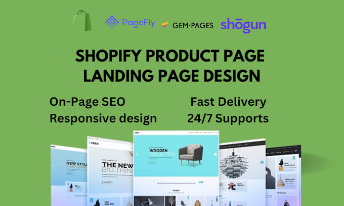 Gig Preview - Create shopify landing page or product page by pagefly gempages