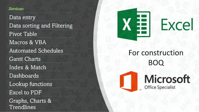 Gig Preview - Build excel spreadsheet for construction tasks