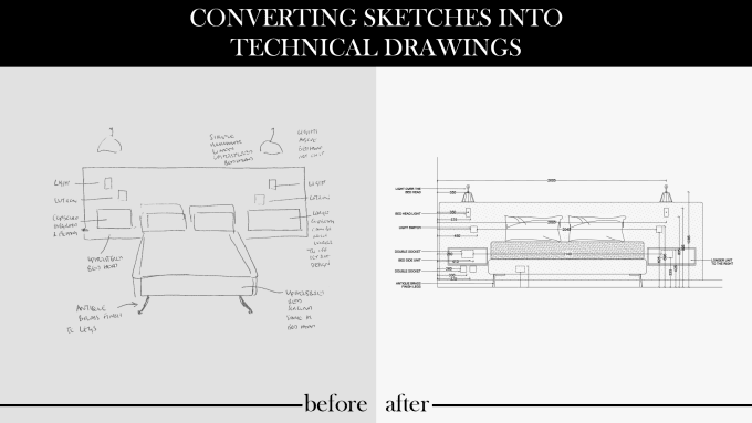 Gig Preview - Convert your hand sketches into technical drawings