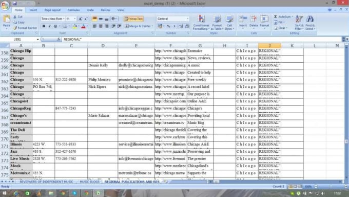 Gig Preview - Data entry typing work in excel spreadsheet