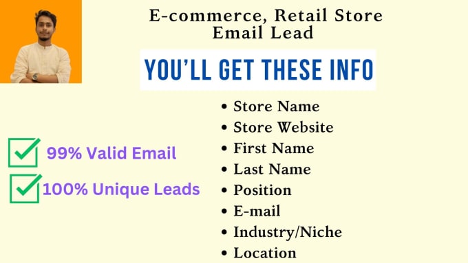 Gig Preview - Generate ecommerce, retail verified email leads for you