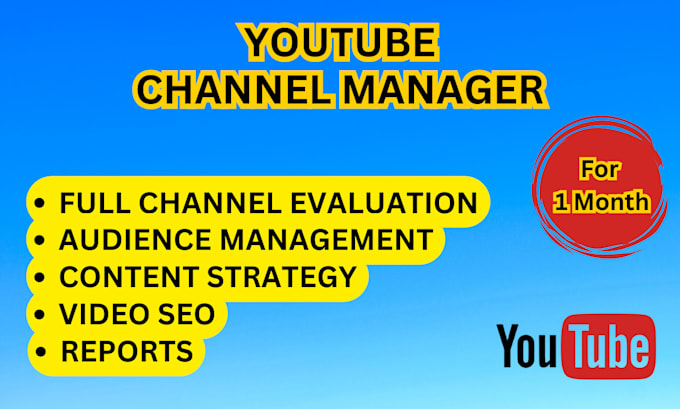 Bestseller - be your youtube channel manager for 1 month