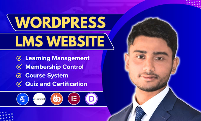Gig Preview - Create wordpress elearning lms website with learndash tutor lms learnpress
