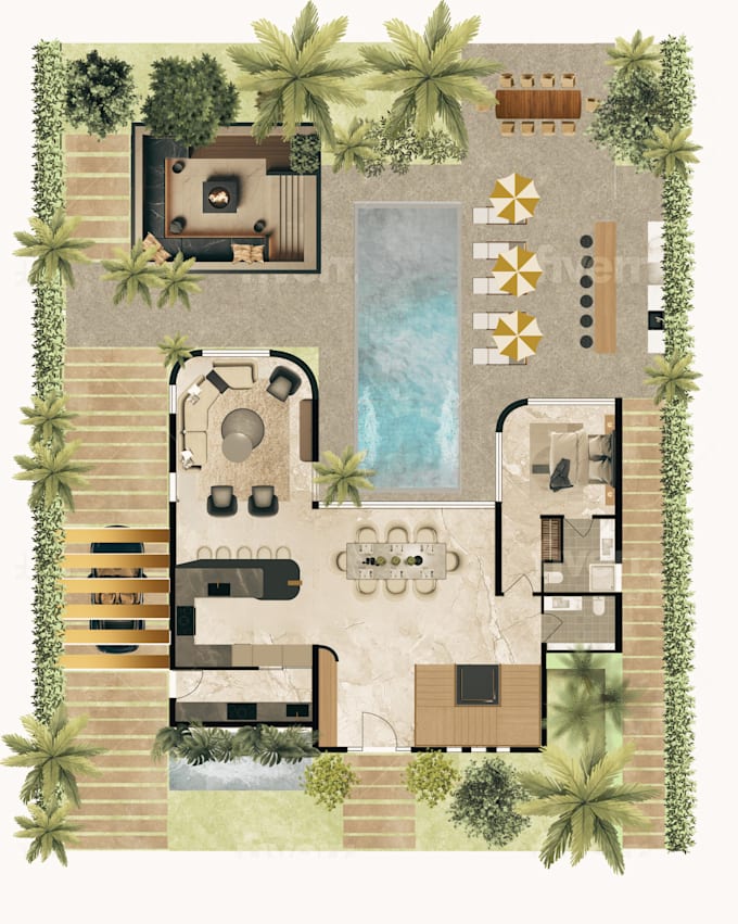 Gig Preview - Draw a full coloured floor plan more beautiful