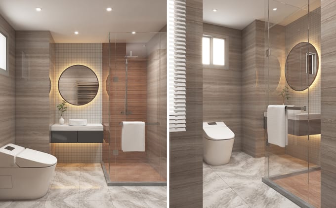 Gig Preview - Do bathroom interior design and realistic rendering