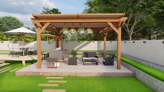 Gig Preview - Design garden, backyard, swimming pool, patio with rendering