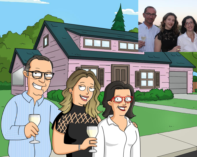 Gig Preview - Create a custom cartoon portrait