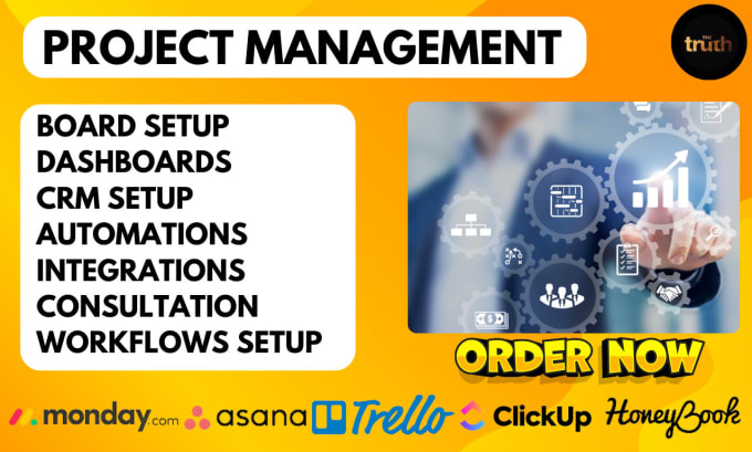 Gig Preview - Be monday CRM  asana trello honeybook clickup notion project management expert