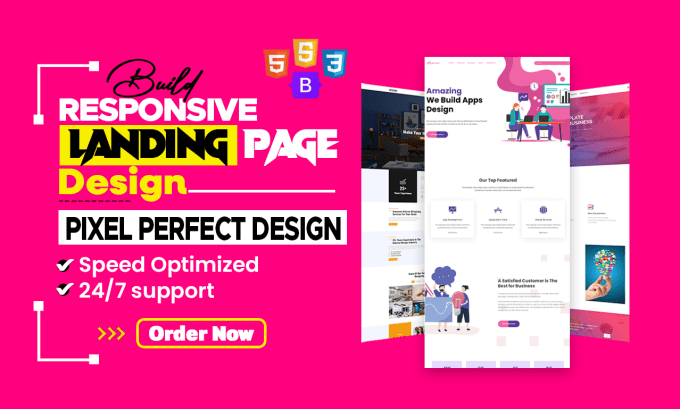 Gig Preview - Design responsive html landing page