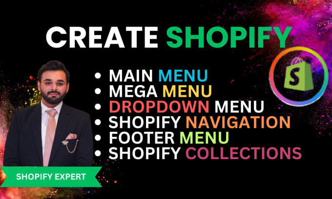 Gig Preview - Create shopify menu, shopify collection, shopify mega menu