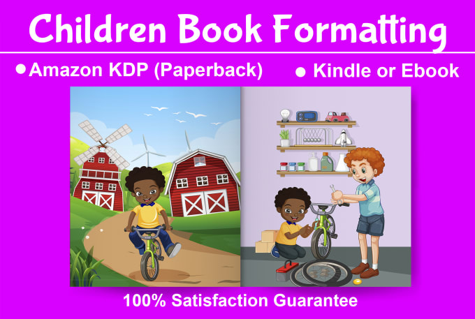 Gig Preview - Format children book for amazon kdp, children book format for kindle or ebook