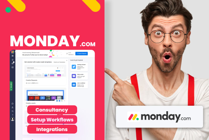 Gig Preview - Be your monday crm consultant,setup monday com project management, monday expert