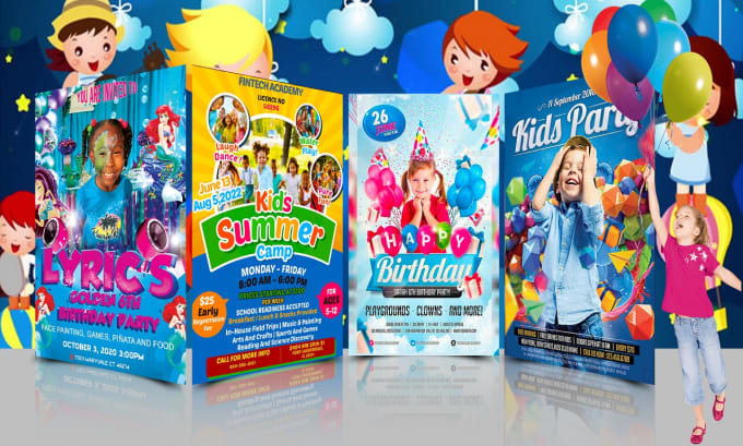 Bestseller - design kids birthday flyer, kids flyer, kids party flyer or poster