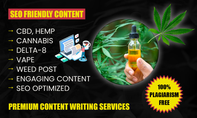 Gig Preview - Write marijuana, hemp, vape, cbd SEO optimized content, article