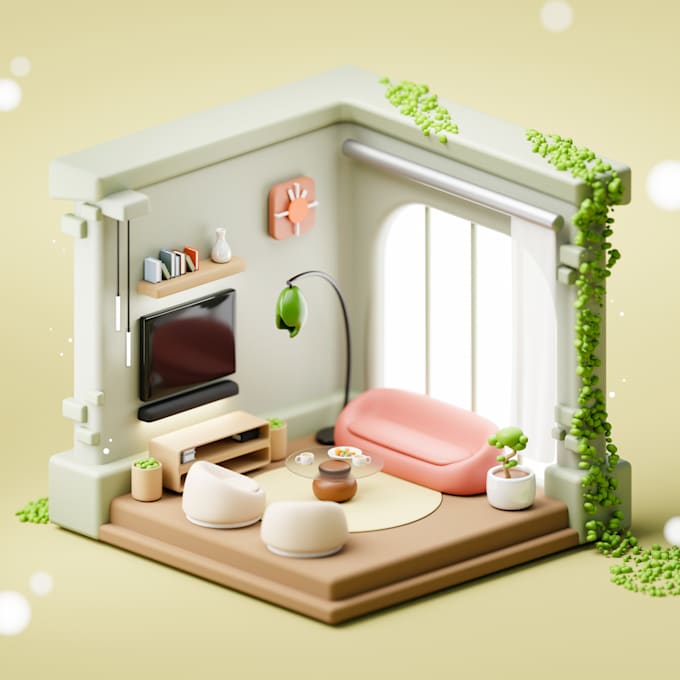 Gig Preview - Create cute 3d isometric room designs