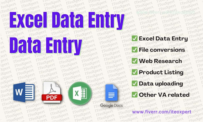 Gig Preview - Do perfect data entry, excel data entry, google sheet, data cleaning