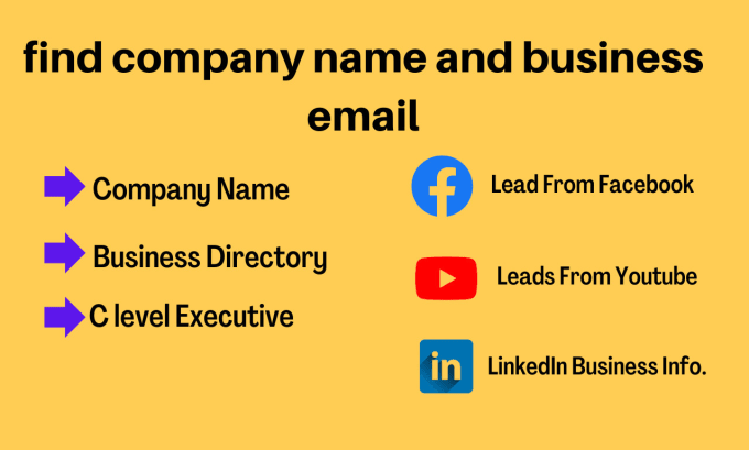 Gig Preview - Find company name and business email