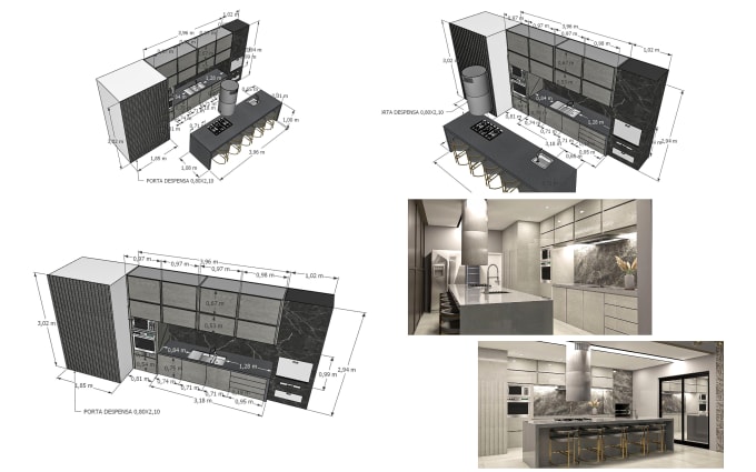 Gig Preview - Design 2d 3d layout your kitchen professionally