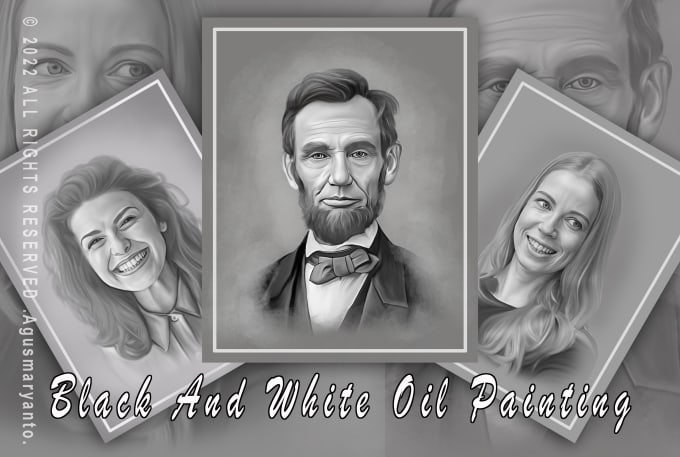 Gig Preview - Draw digital realistic black and white oil painting portrait your photo