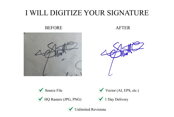 Gig Preview - Digitize your signature in vector format