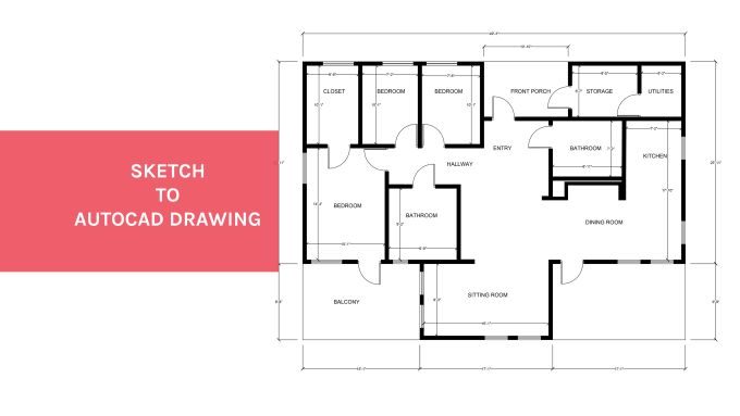 Gig Preview - Redraw autocad 2d floor plan using sketch drawing