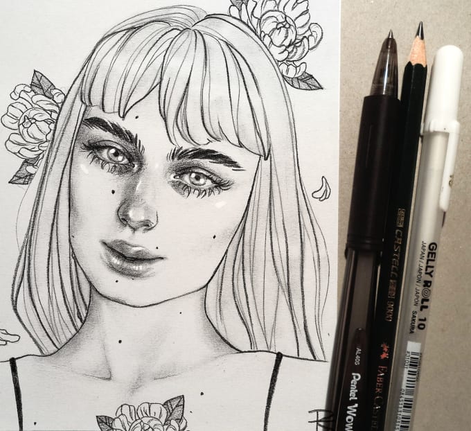 Gig Preview - Draw cute and aesthetic professional pencil portraits