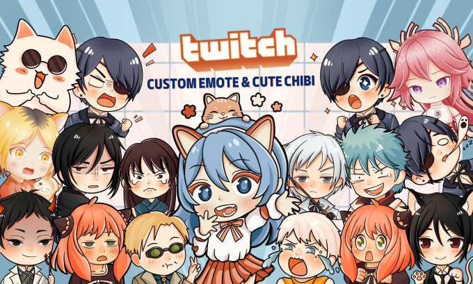 Gig Preview - Design twitch emotes, sub badges and cute chibi anime style for vtuber discord