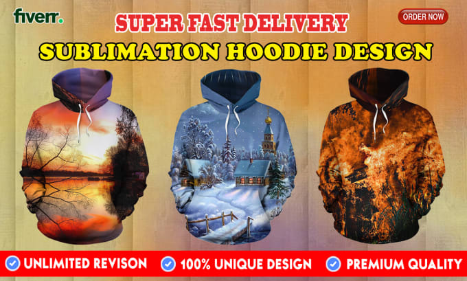 Gig Preview - Do all over print sublimation hoodie and any clothing design