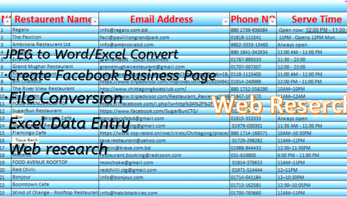 Gig Preview - Do web research, lead generation, ms office, data management