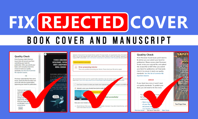 Gig Preview - Fix error or rejected cover, manuscript, resize, edit kdp cover