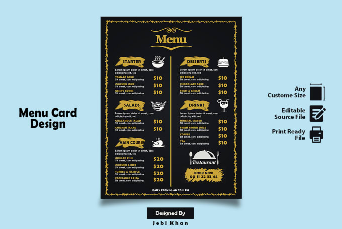 Gig Preview - Do food menu or restaurant menu card design