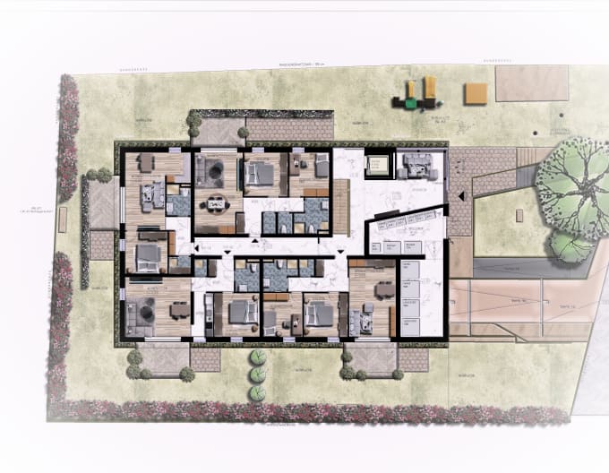 Gig Preview - Render your floor plan, site plan, elevation in photoshop