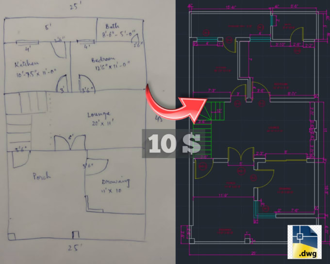 Gig Preview - Convert hand sketch, pdf and jpg into cad